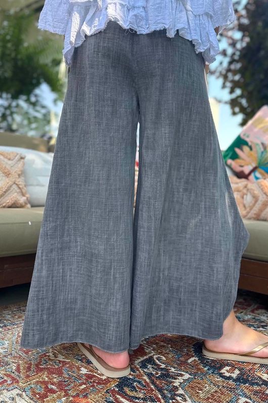 Frame Scoop Hem Pant Washed Charcoal